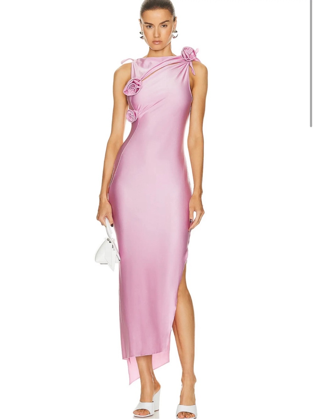 Coperni Asymmetrical floral gown- Satin One-Shoulder Dress with Floral Detail